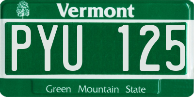 VT license plate PYU125