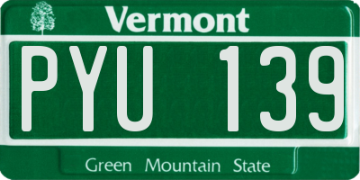 VT license plate PYU139