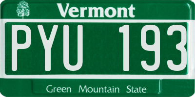 VT license plate PYU193