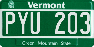 VT license plate PYU203