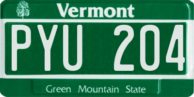 VT license plate PYU204