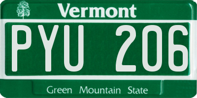 VT license plate PYU206
