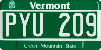 VT license plate PYU209