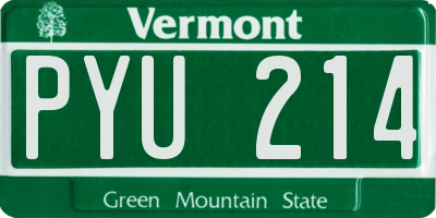 VT license plate PYU214