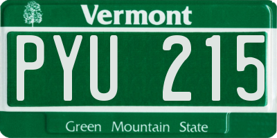 VT license plate PYU215