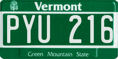 VT license plate PYU216