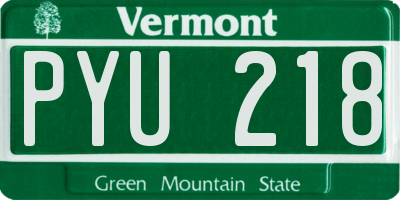 VT license plate PYU218