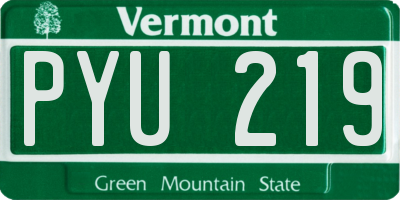 VT license plate PYU219