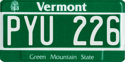VT license plate PYU226