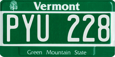 VT license plate PYU228
