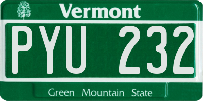 VT license plate PYU232