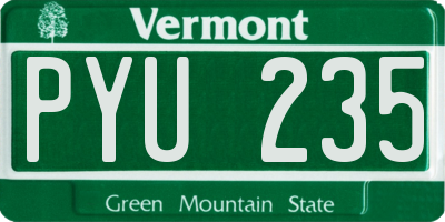 VT license plate PYU235