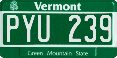 VT license plate PYU239