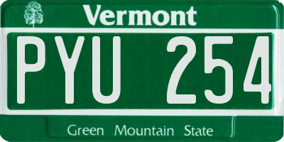 VT license plate PYU254
