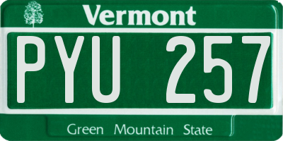 VT license plate PYU257