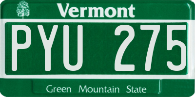 VT license plate PYU275