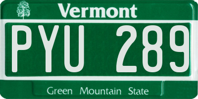 VT license plate PYU289