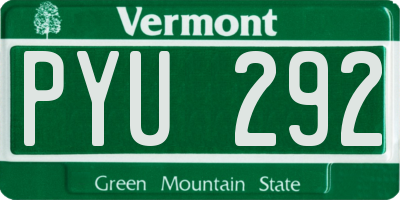 VT license plate PYU292