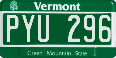 VT license plate PYU296