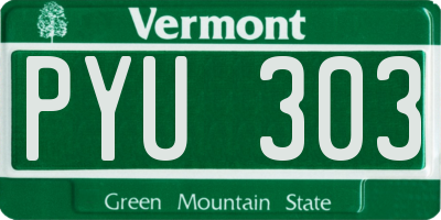 VT license plate PYU303