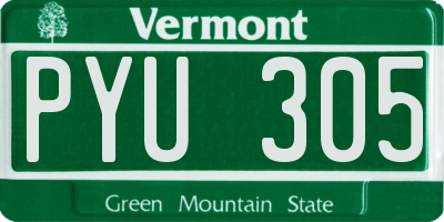 VT license plate PYU305