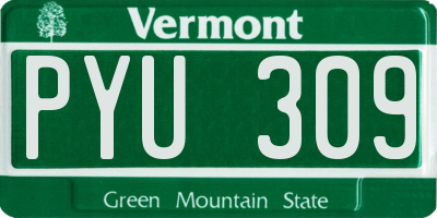 VT license plate PYU309