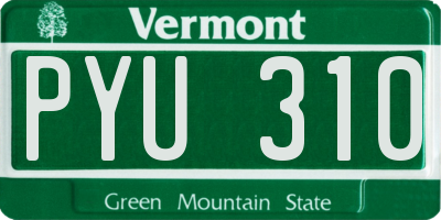 VT license plate PYU310
