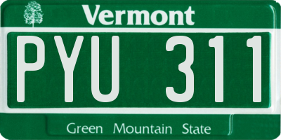 VT license plate PYU311