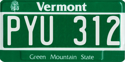 VT license plate PYU312