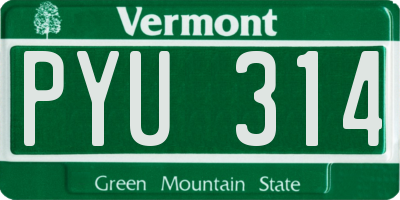 VT license plate PYU314