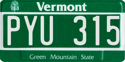 VT license plate PYU315