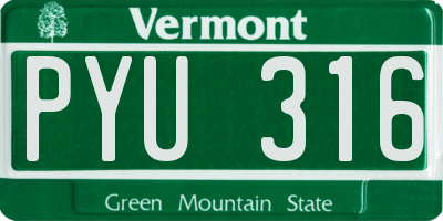 VT license plate PYU316