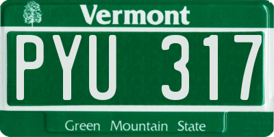 VT license plate PYU317