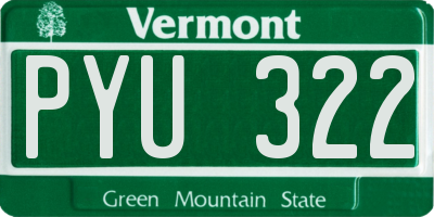VT license plate PYU322