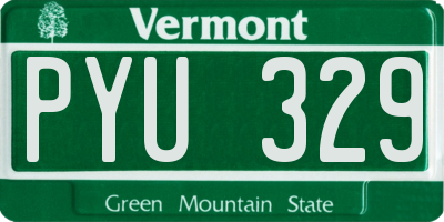 VT license plate PYU329