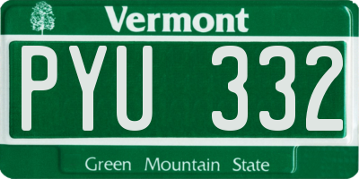 VT license plate PYU332