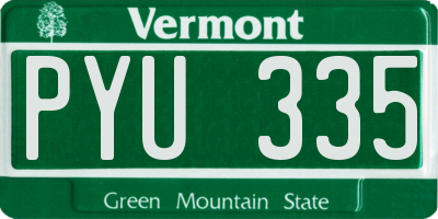 VT license plate PYU335
