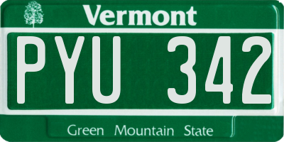 VT license plate PYU342