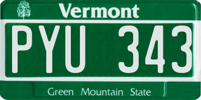 VT license plate PYU343