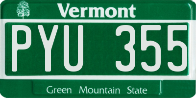 VT license plate PYU355