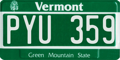 VT license plate PYU359
