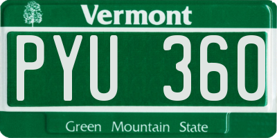 VT license plate PYU360