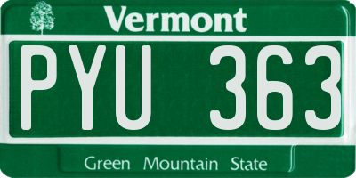 VT license plate PYU363