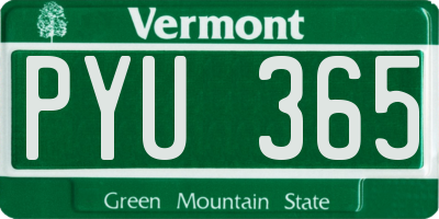 VT license plate PYU365