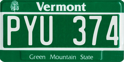 VT license plate PYU374