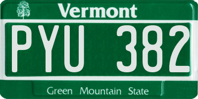 VT license plate PYU382