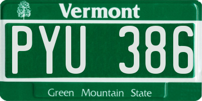 VT license plate PYU386