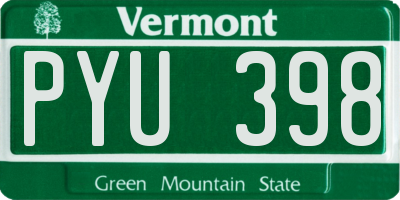 VT license plate PYU398