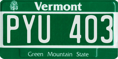 VT license plate PYU403