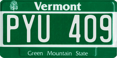 VT license plate PYU409
